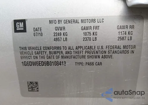 2011 Cadillac Sts Luxury z USA, uszkodzony, nr VIN 1G6DW6ED9B0108413